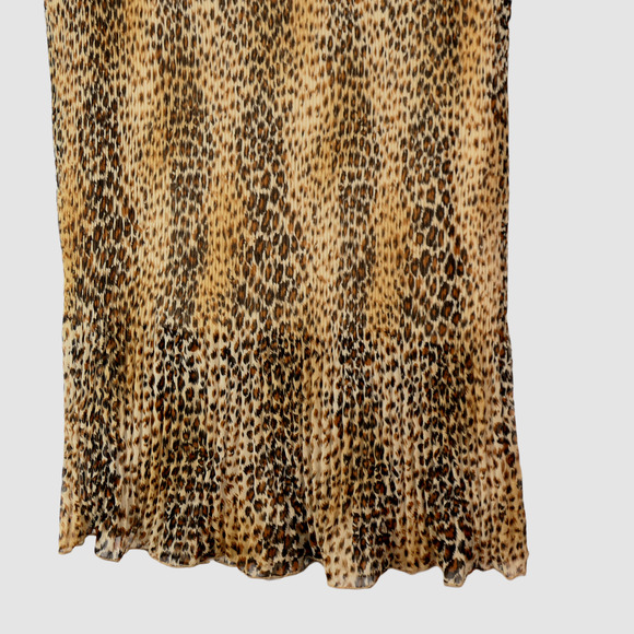 Chicos Accordion Pleat Maxi Skirt Size 2 Large Stretch Lined Wild Animal Cheetah - Picture 3 of 8